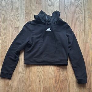 Adidas Women's Black Cropped Hoodie Sweater
